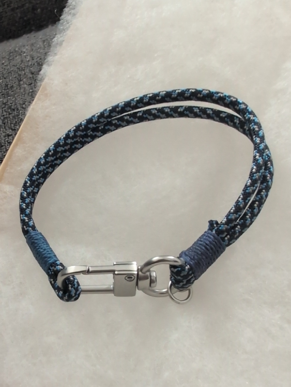 Men's Navy Braided Rope Bracelet with Silver-Tone Clasp